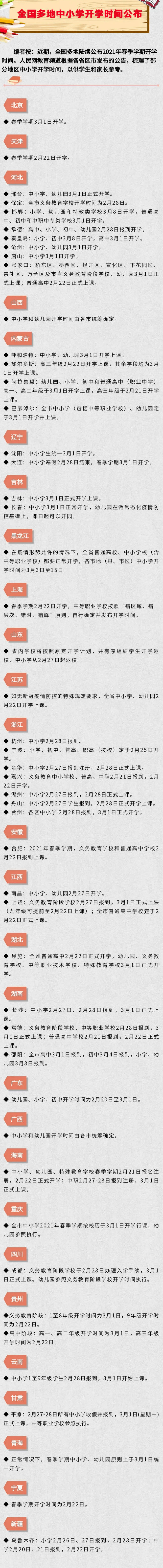 全國統一開學時間表_全國統一藝考時間_高考全國統一試卷時間