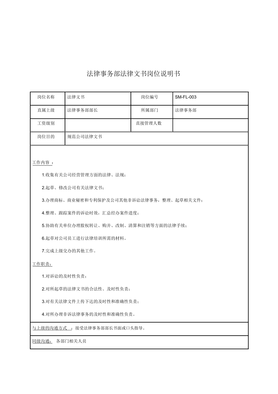 法務專員職責_法務專員招聘_法務專員崗位職責