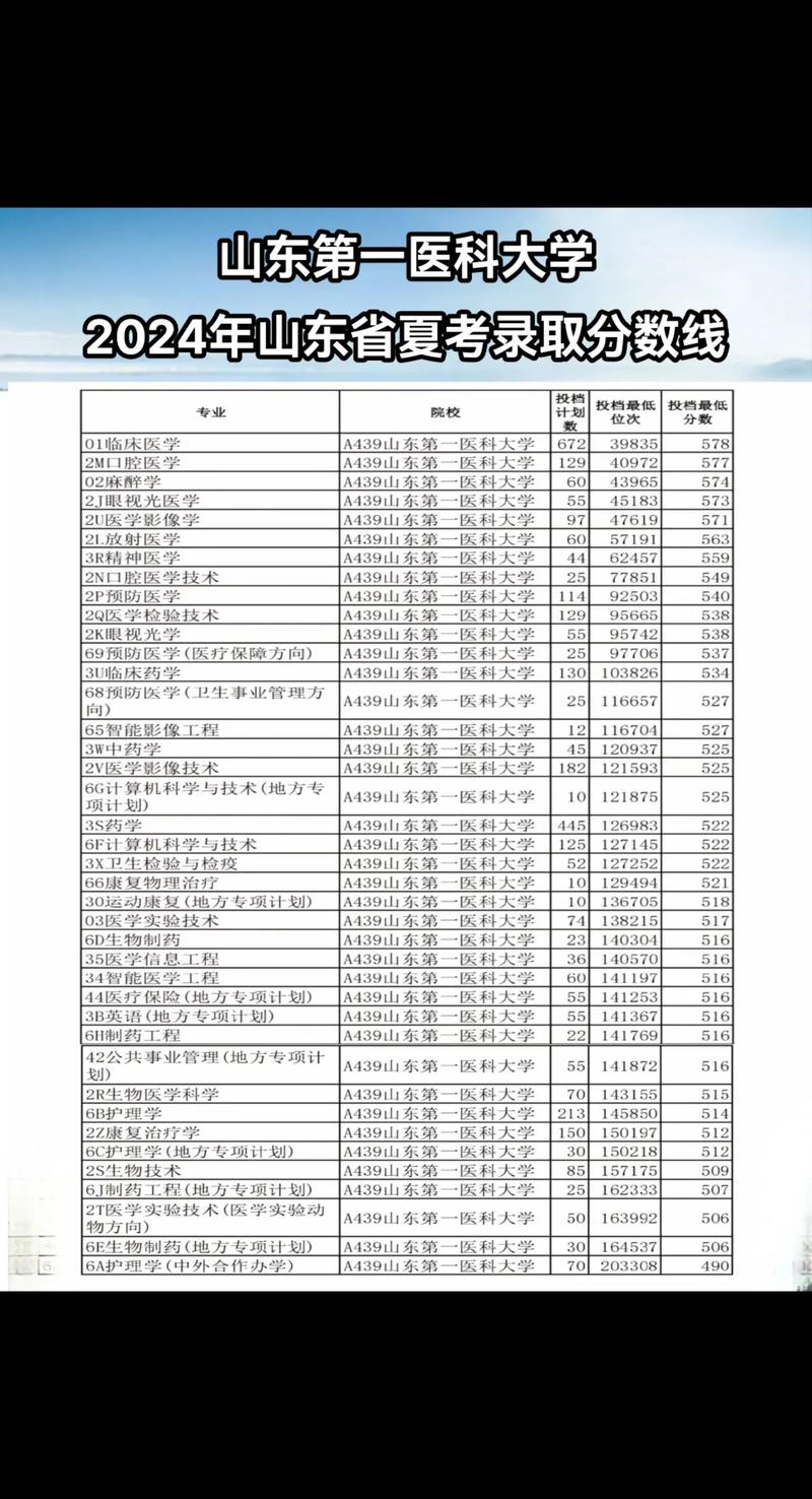 2024年大學綜合實力排名_國內大學排名500強_2024年山東醫科大學錄取分數線（所有專業分數線一覽表公布）