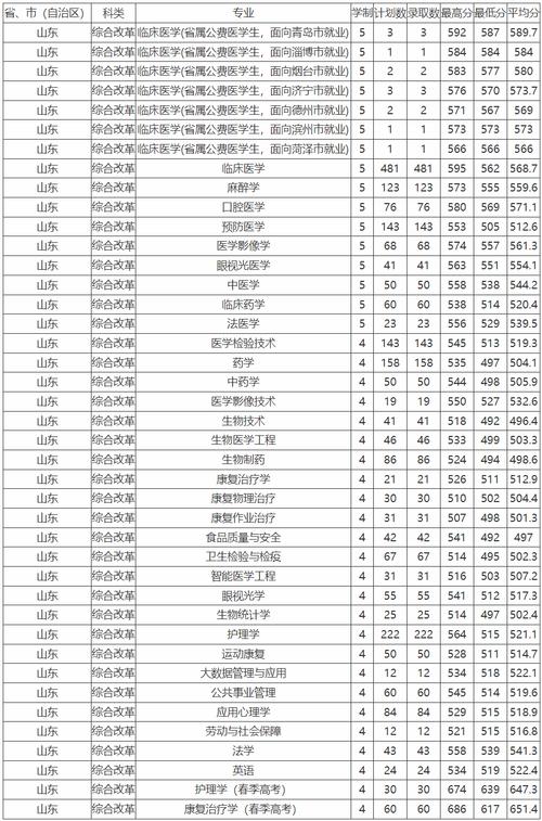 2024年大學綜合實力排名_國內大學排名500強_2024年山東醫科大學錄取分數線（所有專業分數線一覽表公布）