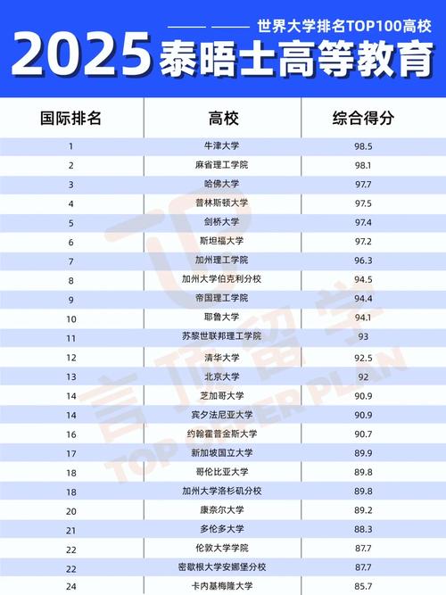 泰晤士報世界大學排名_2025年泰晤士世界大學排名_中國高校排名提升