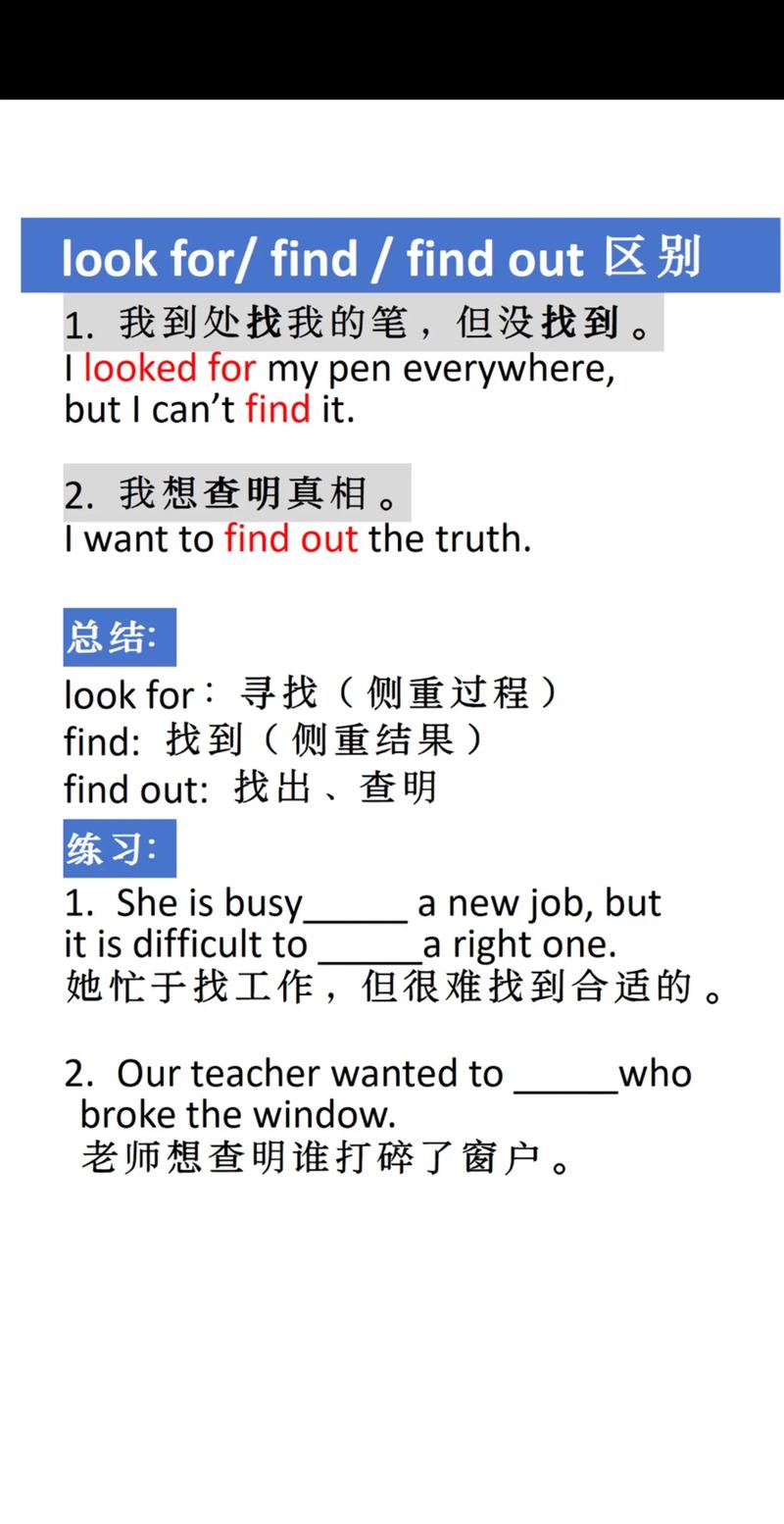 1分鐘掌握易混詞_look for find find out用法區別_find是什么意思