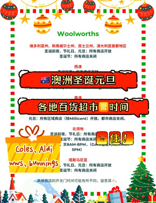 圣誕節(jié)澳洲商超營業(yè)時(shí)間_圣誕購物_平安夜至元旦澳洲超市營業(yè)安排